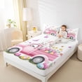 thumbnail image 3 of Erosebridal Happy Bunny Kids Bed Sheets, Pink Easter Eggs Butterfly King Sheets, 4-Piece, 3 of 5