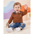 thumbnail image 5 of Toddler Baby Boy Clothes 18 Months Boys Fall Winter Outfits 24 Months Boys Long Sleeve Lapel Top Jeans Pants 2PCS Clothing Set Brown, 5 of 7
