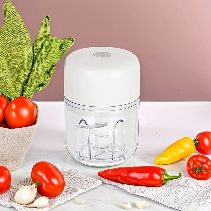 Portable electric food processor - 280ml rechargeable garlic chopper, suitable for processing garlic, ginger, onions, nuts, peppers, onions, minced meat and other foods