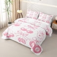 thumbnail image 3 of Erosebridal Girls Girly Pink Bowknot Twin Quilt Set, Disco Ball Cherry Twin Coverlet Set, 2 Pieces, 3 of 7