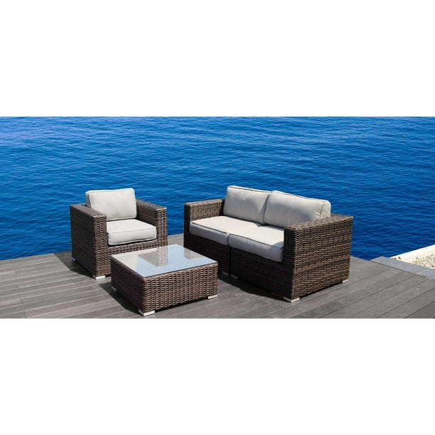 Living Source International Camden 4 Piece Club Set All Weather Resort Grade Outdoor Furniture Patio Sofa With Back Cushions Com Outdoor Furniture Patio Sofa Set, Camden Collection Outdoor Furniture