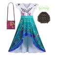 thumbnail image 1 of Jurebecia Girls Encanto Mirabel Dress Costume Cosplay Princess Skirt Suits Outfits with Accessories, 1 of 8