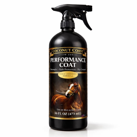 Horse Detangler Spray for Mane & Tail – Coconut Coast Performance Coat, Daily Grooming Formula with Fly Control & Fade Protection, 16 fl oz