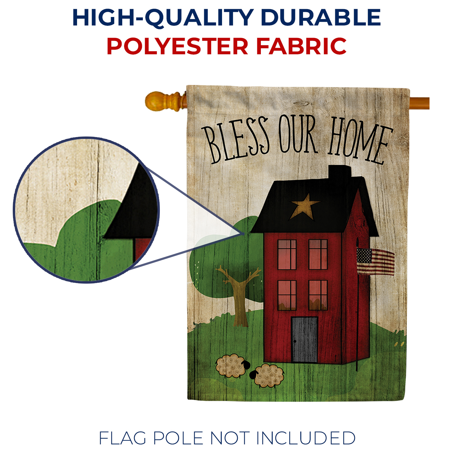 America Forever Americana Bless Our Home House Flag, 28 x 40 inch Double Sided, Farmhouse Banner, House Sheep Country Charm Outdoor Decor, Rustic Yard Flag
