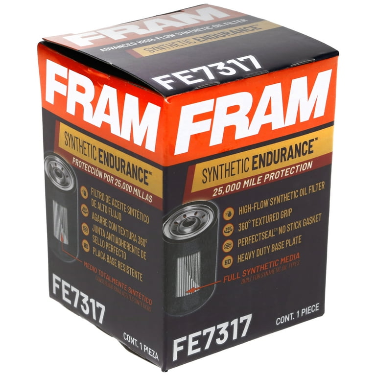 FRAM Synthetic Endurance FE7317, 25K mile Premium Spin-on Oil Filter for  Synthetic Oils Fits select: 2002-2023 HONDA CR-V, 2001-2023 HONDA CIVIC