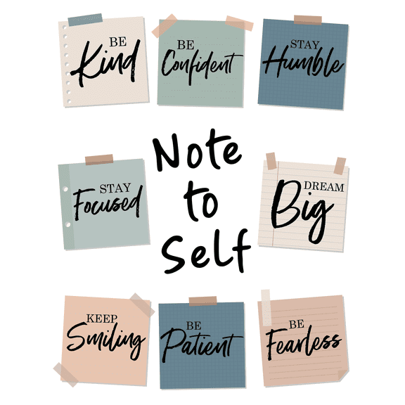 HoneyKICK Note to Self Inspirational Wall Art - 11x14 Cardstock Print