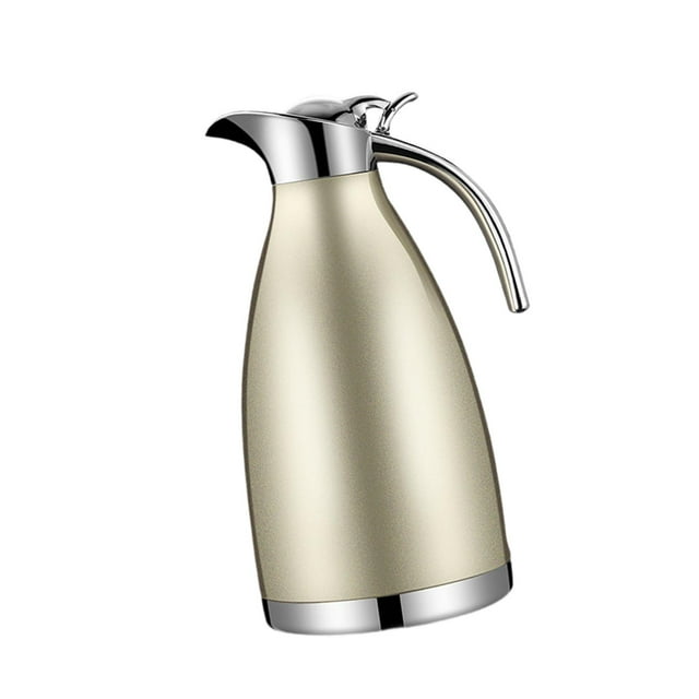 DOLITY Carafe à Café Isolée sous Vide 2L Distributeur de Boissons pour Thé Café Boisson Or Clair