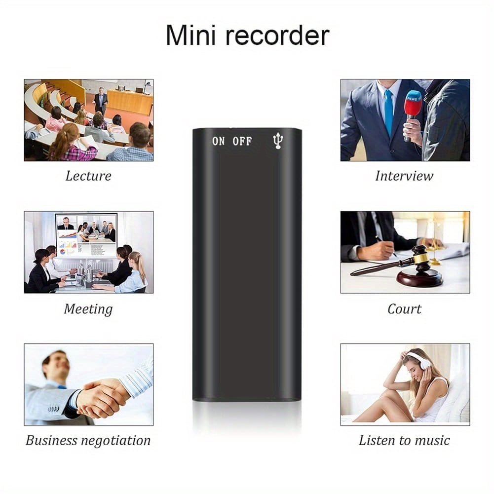 Compact Digital Voice Recorder for Lectures And Conferences, Featuring 8 Hours of Continuous Recording with Voice Activation, Available in Black
