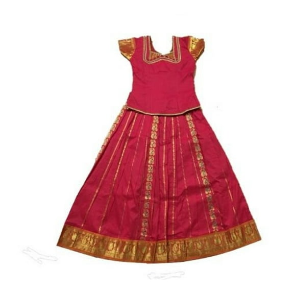 Krishna South Indian Lehenga Girls skirt PINK - 35" (SIDP12)