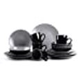 thumbnail image 3 of HomeVss Stoneware Two-Tone Colors Life 16pc Dinner Set, Outside Shiny Black + Insdie Matte Glaze Light Grey, 3 of 12