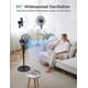 thumbnail image 4 of PELONIS Ventilador de pie con pedestal oscilante de 16" | Altura ajustable | Motor CC ultra silencioso | Control remoto | 12 velocidades | Temporizador de 12 horas | Alta eficiencia energética, 4 of 5