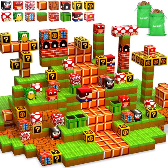 Blocs Magnétiques - 200 Pcs Jouets de Construction Aimant 3D Monde avec Tuiles Magnétiques, Jouets Sensoriels STIM pour Enfants, Ensemble de Construction Aimant Jouet Cadeaux B-Day pour l'Âge