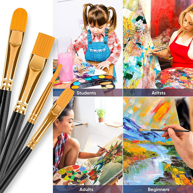 20 Pcs Paint Brushes Kids Painting Brush for Acrylic Oil Watercolor Flat  and Round Paint Brush Set for Washable Paint Artist Paint Small Brushes  Bulk