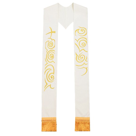 BLESSUME Priest Stole Chasuble Cope Vestments Clergy Cross Cloud-Like Embroidery Stole