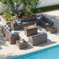 thumbnail image 4 of Clouddwell 15 Piece Patio Furniture Set with 44” Fire Pit Table Wicker Rattan Patio Conversation Set Outdoor Sectional Sofa Set with Coffee Table and Gray Cushions(Waterproof Cover Included), 4 of 9