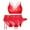 Big red, variant on Women's Wirefree Bra and Lace Thongs Sexy Lingerie Set and High Waist Panties 4 Pieces