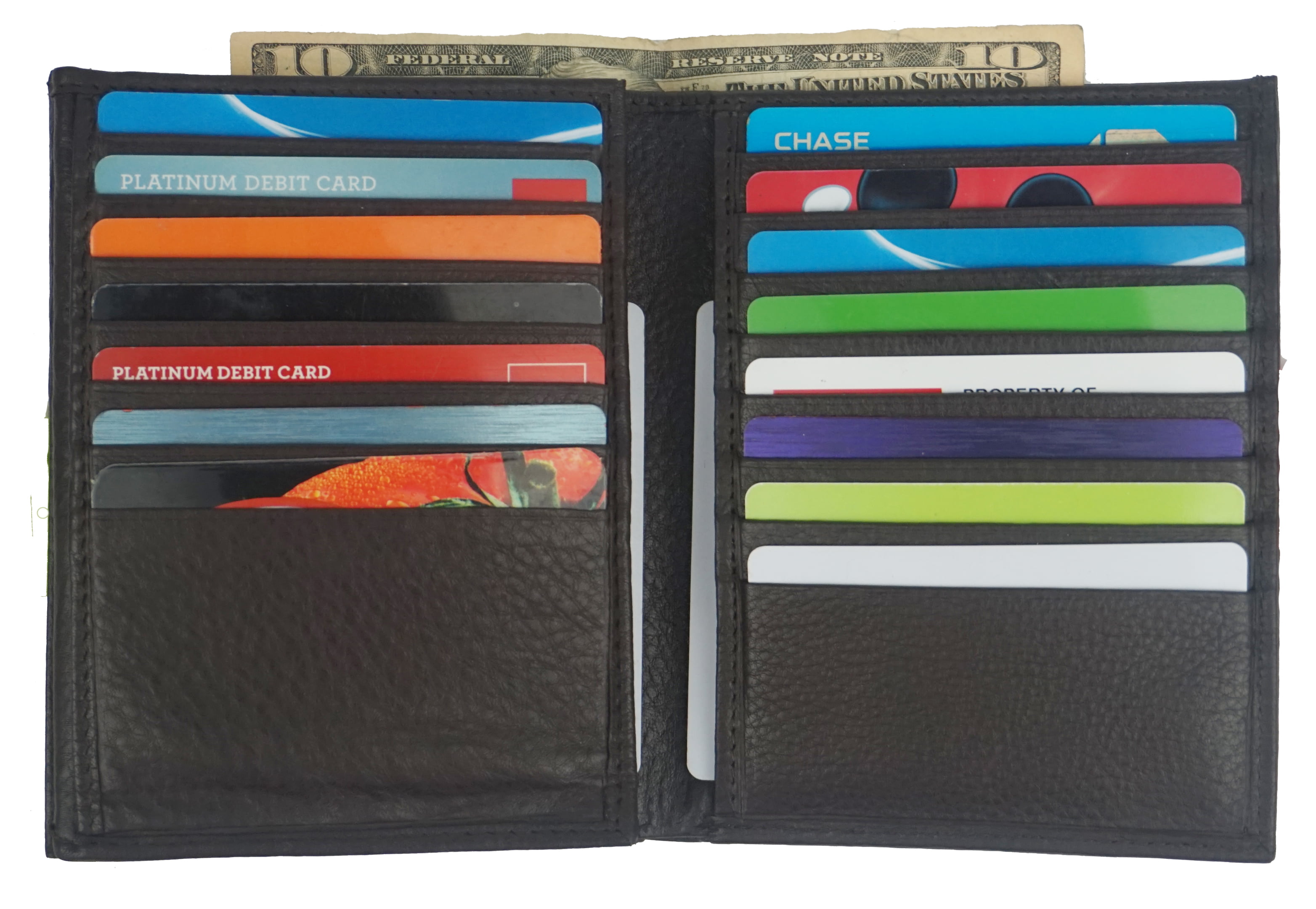Hipster Leather Wallet For Men Euro Size Bifold Wallet Black Center Fl
