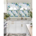 thumbnail image 4 of Blue Hydrangea Floral Swag Kitchen Curtains Sets for Windows 24 Inch Length, Spring Butterfly Watercolor Flower Short Window Curtain Panels Swags Valances and Tiers 3 Piece Set for Cafe/Dining Room, 4 of 5