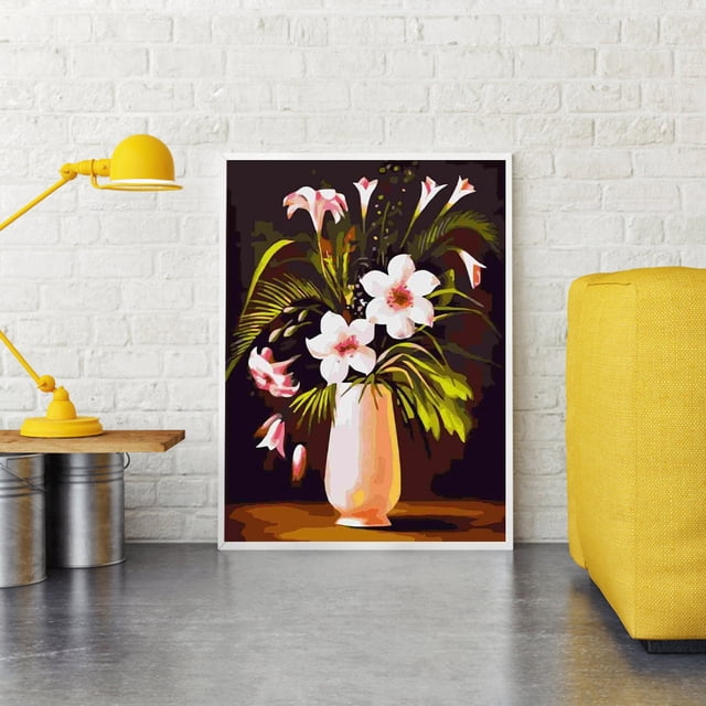 Cuadros Decorativos Lienzo sin marco pintura al óleo decoración florero de flores por Ehuebsd números imágenes de paisaje natural bricolaje para regalo de decoración del hogar