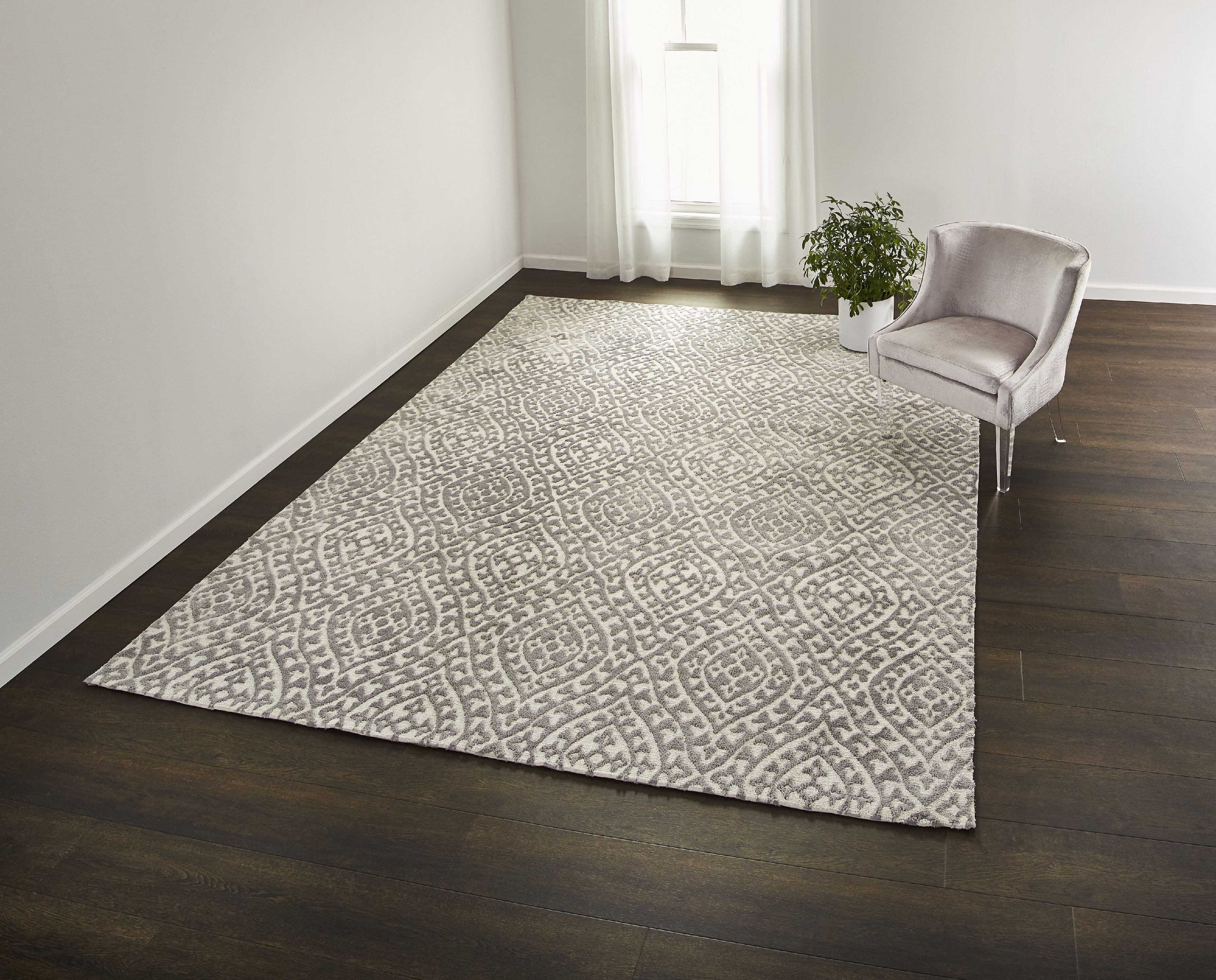 VCNY Home Rowan High Low Ogee Area Rug, 9' x 12', Ivory/Grey