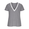 thumbnail image 6 of Thousandth Women's Breathable Relaxed Loose fitting Cotton Lace Casual Top Everyday Wear Fashionable Lightweight Blouses Short Sleeve V-neck Pullover Top, 6 of 8