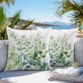 thumbnail image 4 of Outdoor Pillow Cover Watercolor Eucalyptus Leaves Set of 2 Waterproof Throw Pillowcases Ombre Green Decorative Patio Furniture Pillows for Couch Garden Indoor & Outdoor Use, 4 of 9