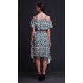 thumbnail image 3 of Bimba Green Leaves Printed Womens Ruffle Front Cold Shoulder Swing Shift Dress - XXX-Large, 3 of 6