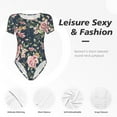 thumbnail image 6 of Uemuo Vintage Floral Pattern Women's One Piece Short Sleeve Swimsuit Rash Guard Surfing Modest Quick-drying Swimsuit Beach Essentials-Large, 6 of 9