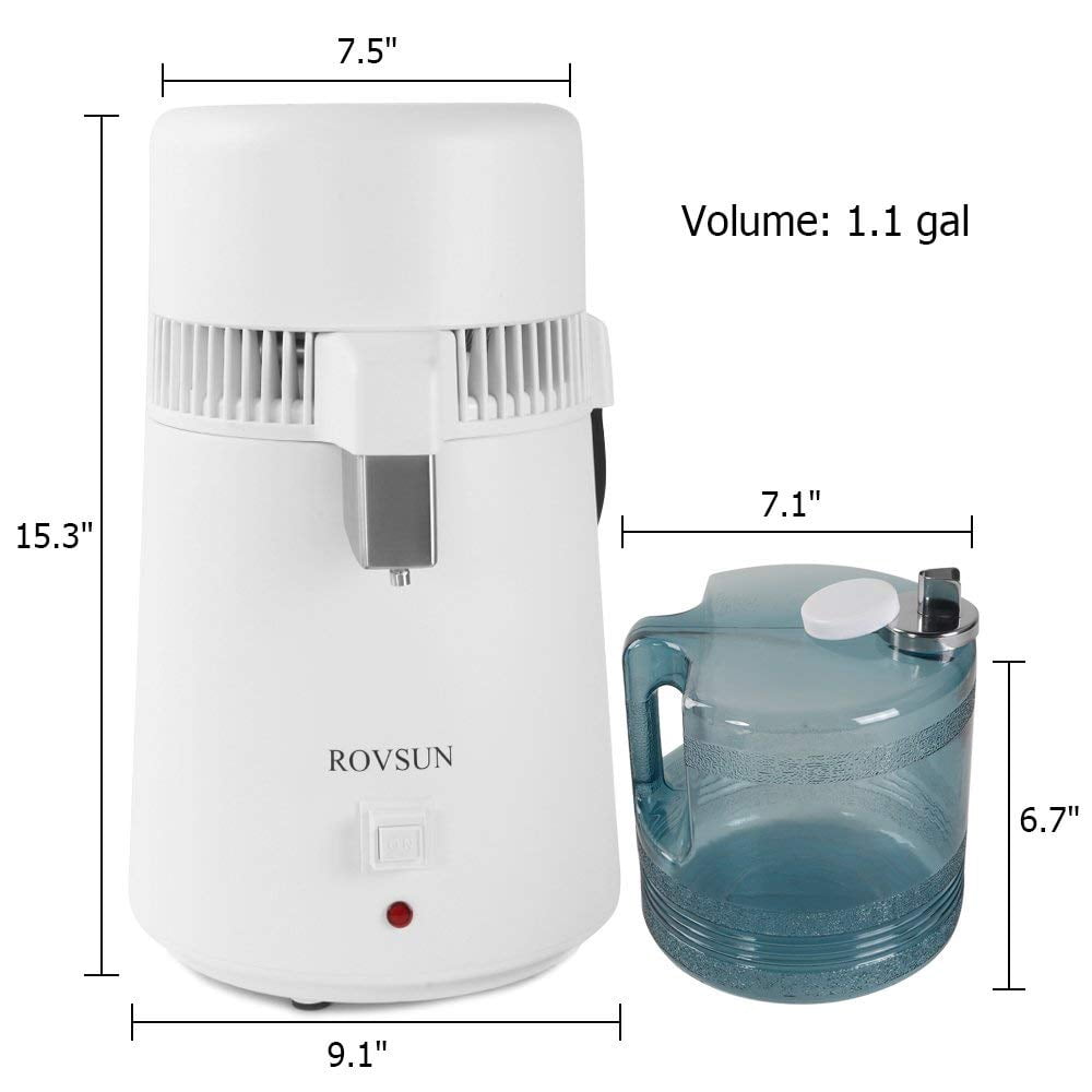 VINGLI 1.1 Gallon/4L Water Distiller, Countertop Distilled Water Machine BPA-Free,Flame-Retardant, 750W, White