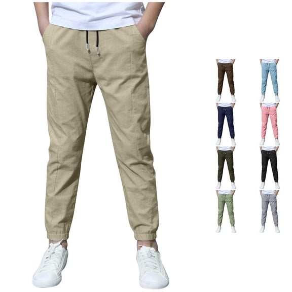 Boys Casual Jogger Pants for Everyday Wear Comfortable Elastic Waist Loose Fit Spring Summer Outfits Boys Winter Clothes 8-9 Years