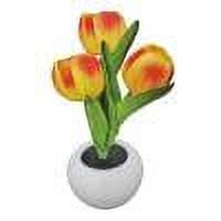 Lámpara LED tulipán noche luz maceta planta de mesa decoración del hogar (naranja)