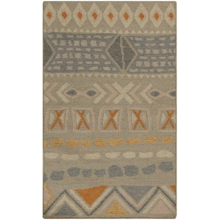 Apricot Wool - 2.5' x 8' Ancestral Origins Khaki and Apricot Hand Woven Wool Area Rug Runner