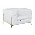 thumbnail image 2 of Glam White and Gold Tufted Leather Armchair, 2 of 5
