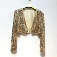 thumbnail image 4 of SnZhen Women's Sequin Coat Fashionable Solid Color Slim Fit Long Sleeve Short Jacket for Party & Evening Gold L, 4 of 5