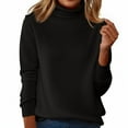 thumbnail image 2 of Fshiont Women's Turtleneck Sweater Long Sleeve Casual Knit Pullover Chunky Fall Winter Jumper Top 2025 Black M, 2 of 6
