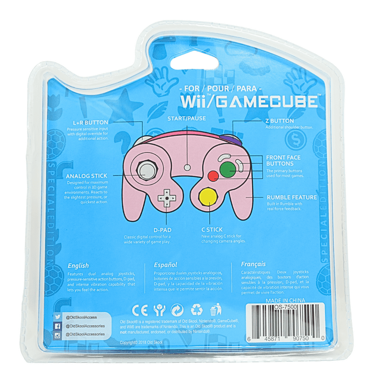 Old Skool GameCube / Wii Compatible Controller - Pink