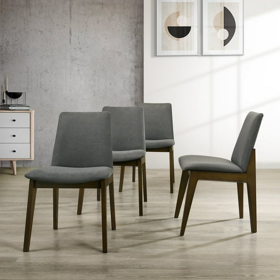 Castle Place Modern Chic Linen Upholstered Dining Chairs, Set of 4, Brown