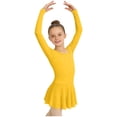 thumbnail image 2 of BRGZLK Ballet Leotards for Girls Classic Solid Color Long Sleeve Round Neck Dance Dress Toddler Soft Comfortable Jumpsuit Dress Yellow 7-8 Years, 2 of 5