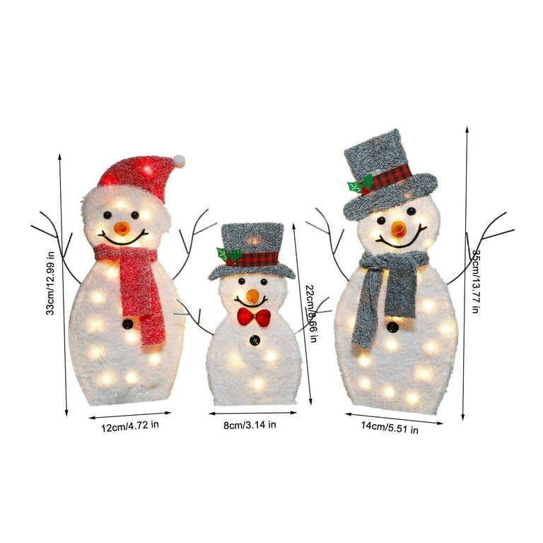 3-Piece Glowing Snowman Family Outdoor Decor Set - Light-Up