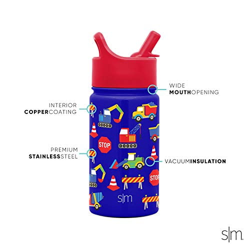 Botella de agua Simple Modern Summit Kids con tapa de pajita aislante