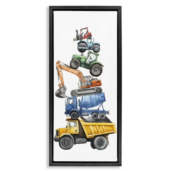 Stupell Industries Eclectic Keep Moving Construction Stack Black Floating Frame Canvas Art, 11 x 25, by Christine Simpson Art