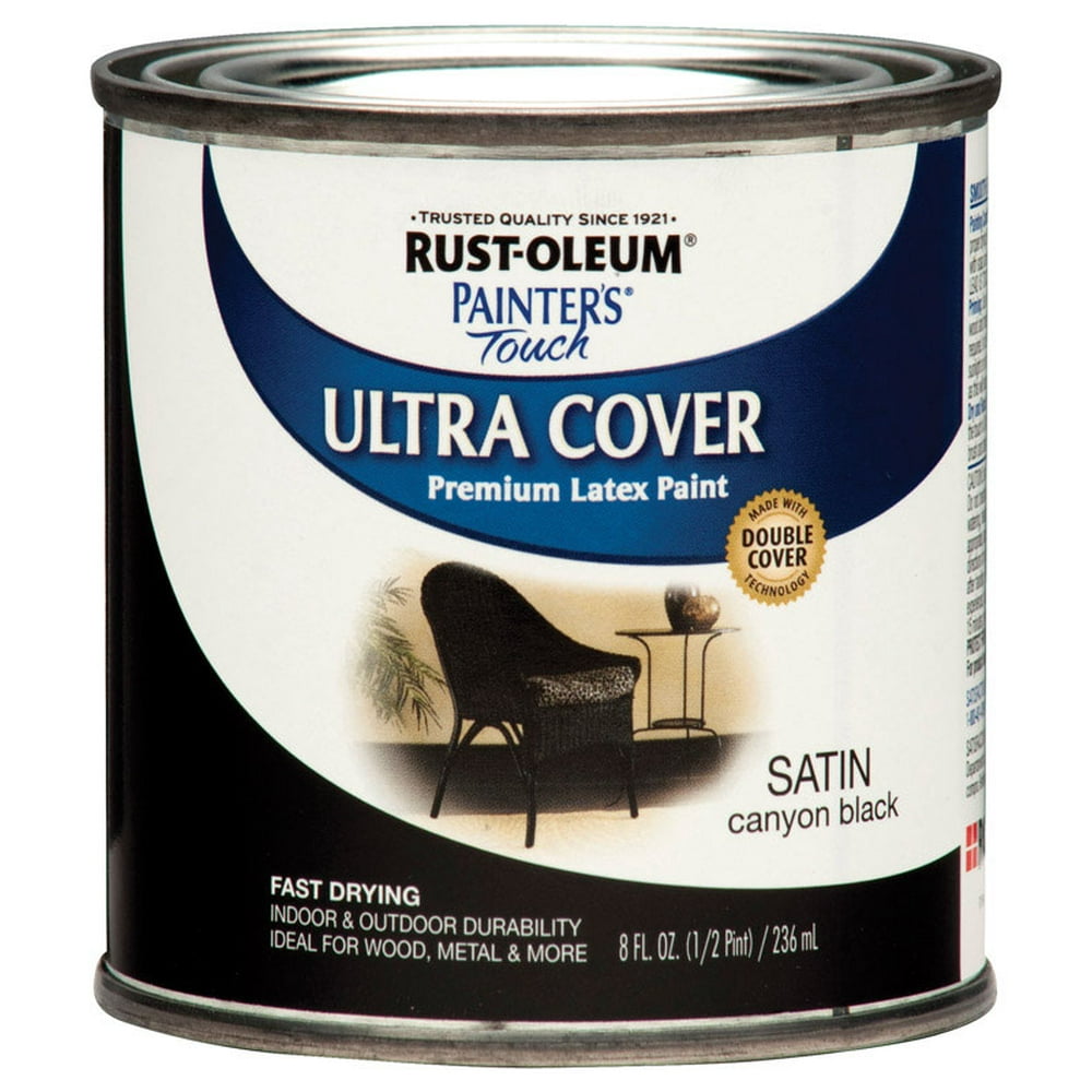 RustOleum Latex Paint Indoor / Outdoor Satin Canyon Black 8 Oz Pack of