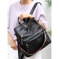thumbnail image 4 of Mochila para Mujer, Bolso de Hombro de Moda Informal de Cuero PU, Correa Colorida Desmontable Convertible, 3 Formas de Llevar, Negro, 4 of 5