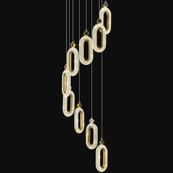 ZHLWIN 9 Light Modern Crystal Chandelier Dimmable LED Gold Spiral Foyer Chandeliers Entryway High Ceiling Pendant Lights Living Room Lobby Staircase Chandeliers