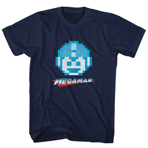 Mega Man Megaface Navy Adult T-Shirt 6Xl