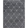 thumbnail image 1 of Unique Loom Rabat Shag Lattice Design Rug 8' x 10' Rectangle Gray/Ivory, 1 of 1