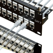 Iwillink 48 Port RJ45 Through Coupler 2U Cat7 Patch Panel STP Shielded 19-Inch with Back Bar, Wallmount or Rackmount, Compatible with Cat5e, Cat6, Cat6A, Cat7 Cabling