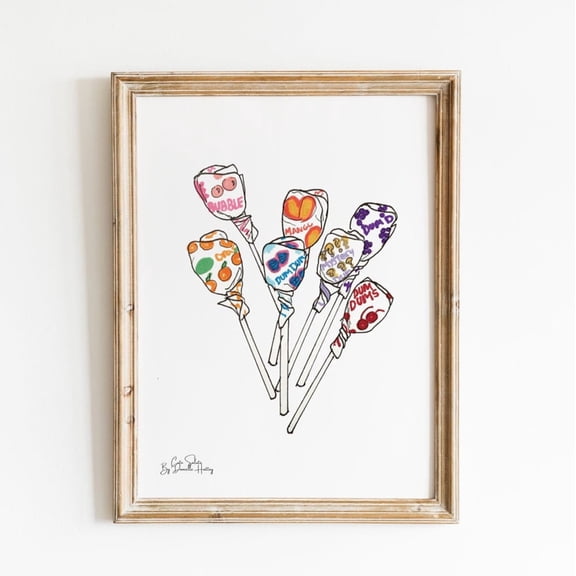 Dum Dum Lollipop Candy Wall Art Print, Unframed Paper Poster 24x36in