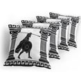 thumbnail image 5 of Ambesonne Retro Throw Pillow Cover 4 Pack, Warrior Ready Attack, 24", Black White, 5 of 7