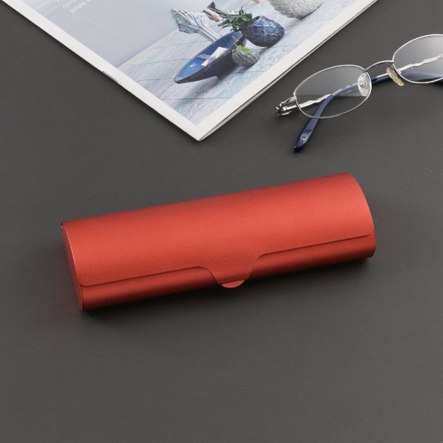 Estuche para gafas de metal ligero, pequeño y portátil, estuche para gafas de aleación de aluminio esmerilado